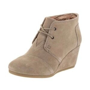 TOMS Taupe Desert Wedge Booties